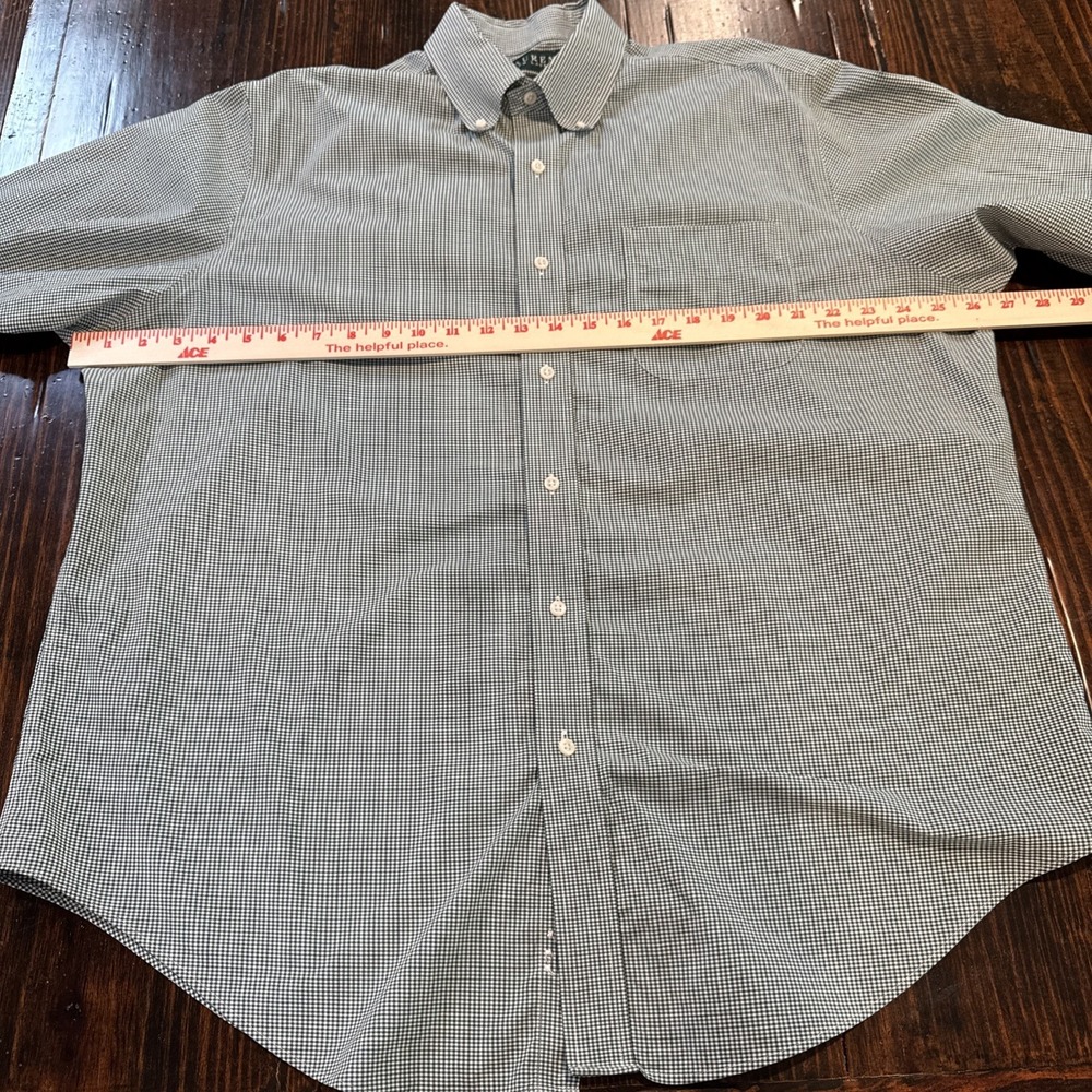 Lauren Ralph Lauren Men's Green Check L/S Button Down Shirt Sz 17 34/35 Non-Iron
